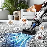 Vista 20 de Aspiradora portátil sin cable, 18000Pa 2 en 1 aspiradora y plumero de aire, motor sin escobillas de 130 W, aspiradora de mano inalámbrica