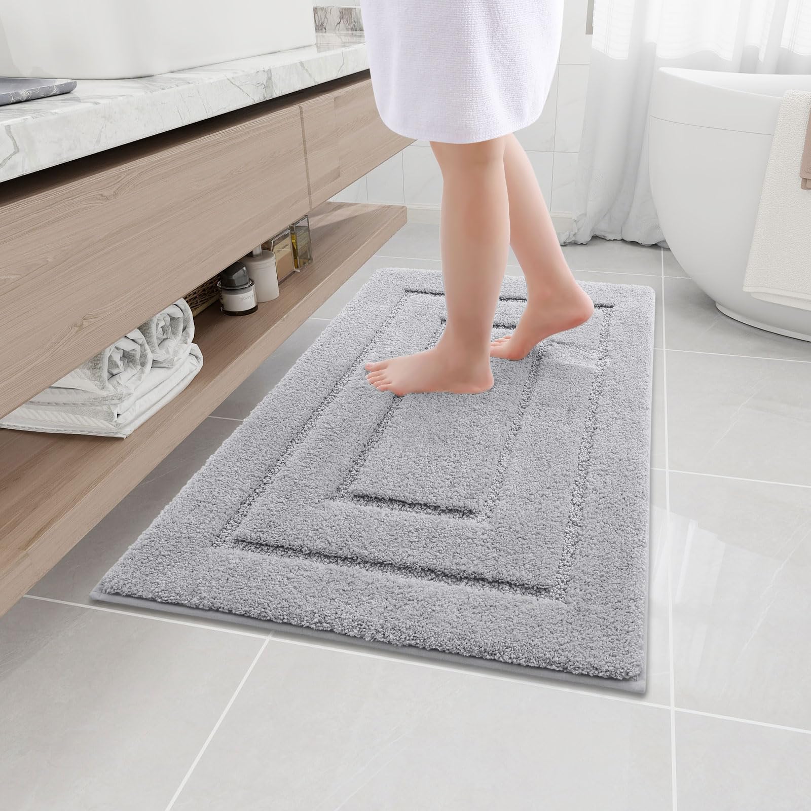 Buganda Bathroom Rugs, 36" x 24", Soft and Absorbent Microfiber Bath Rugs, Non-Slip Shaggy Shower Carpet, Machine Wash Dry Bath Mats for Bathroom