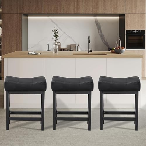 Miniatura 2 de J.C.UP Juego de 2 taburetes de bar impermeables y resistentes al desgaste, taburetes de bar de altura de mostrador, taburete de silla de montar de