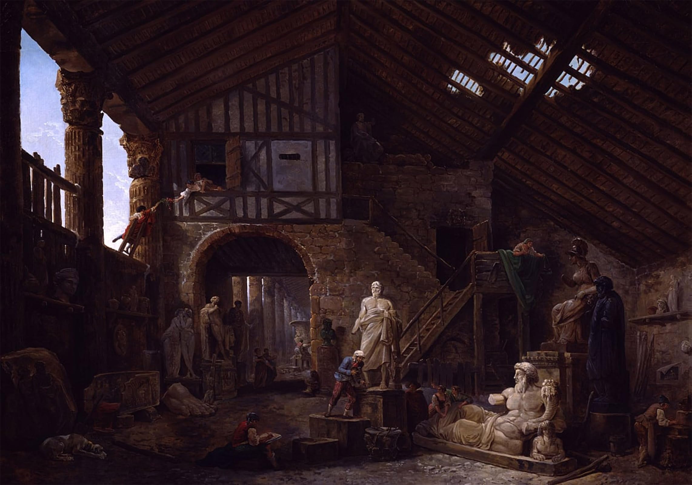 POSTERIIk Famous Modern Artwork Art Mural Studio of an Antiquities Restorer In by Hubert Robert Oil Paintings Pictures for Home Decor 60x90cm