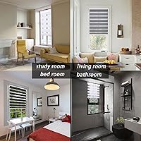 Vista 4 de Persianas enrollables sin cordones de cebra, de doble capa, traslúcidas día y noche, horizontales sin cordones para ventanas, control de luz