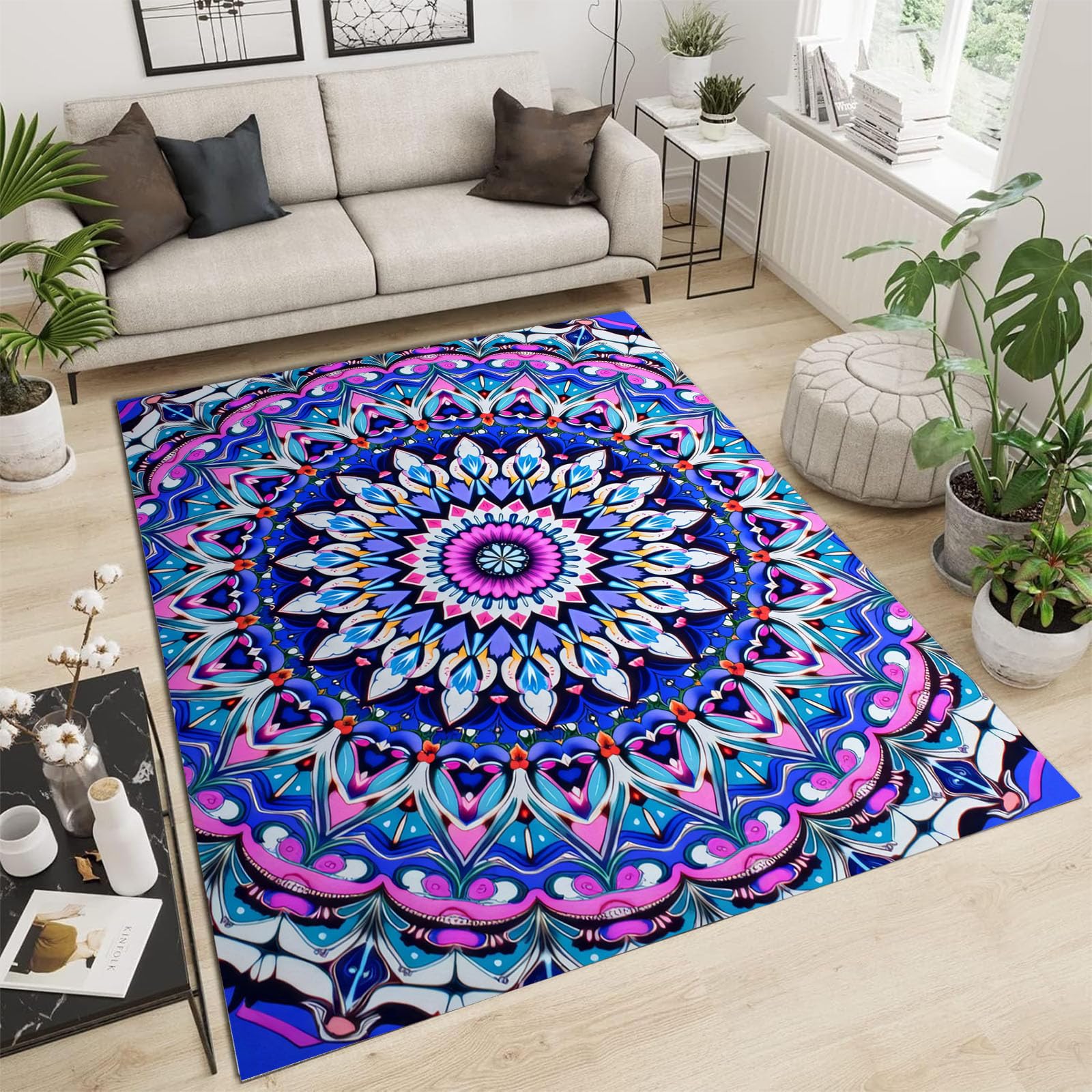 Tapis enfant lavable bleu nuit pour chambre et salon chic