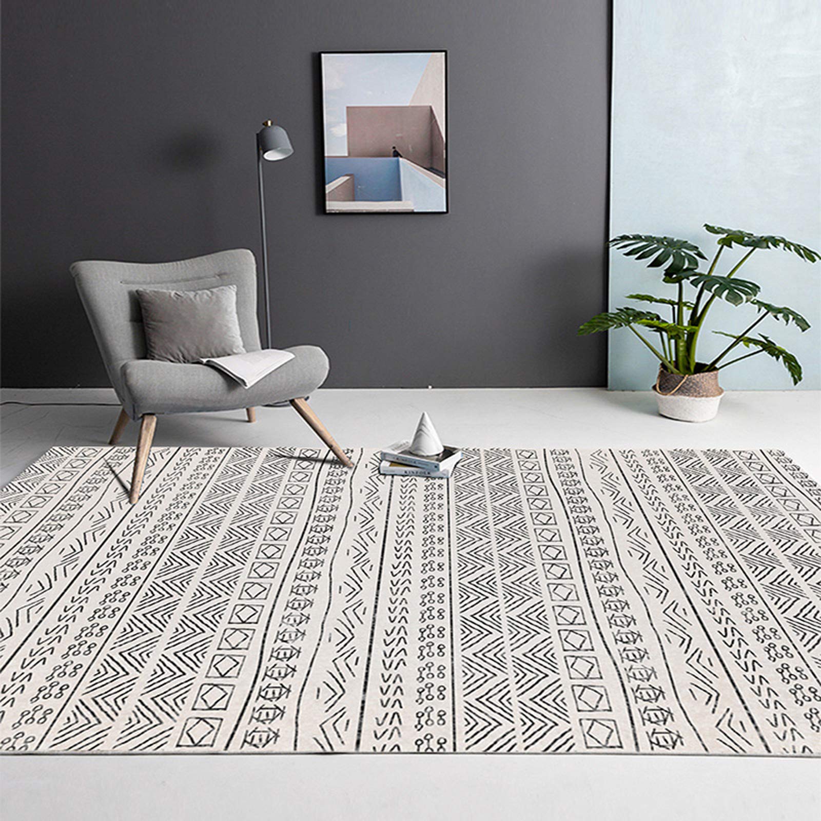 YHSWMoroccan Carpet Area Rugs, machine Washable Woven And Printed Suitable For Kitchen, living Room, bedroom, children's Room Bedside Durable (160 * 230cm)