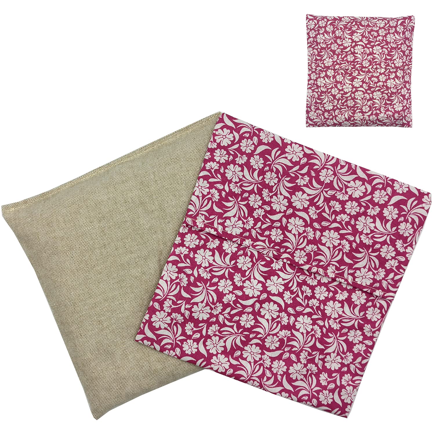 Saco semillas "Garden - fucsia", saco con huesos de cereza, saco semillas microondas, saco térmico, frío y calor, bolsa microondas, funda lavable, 19x19cm, 250gr