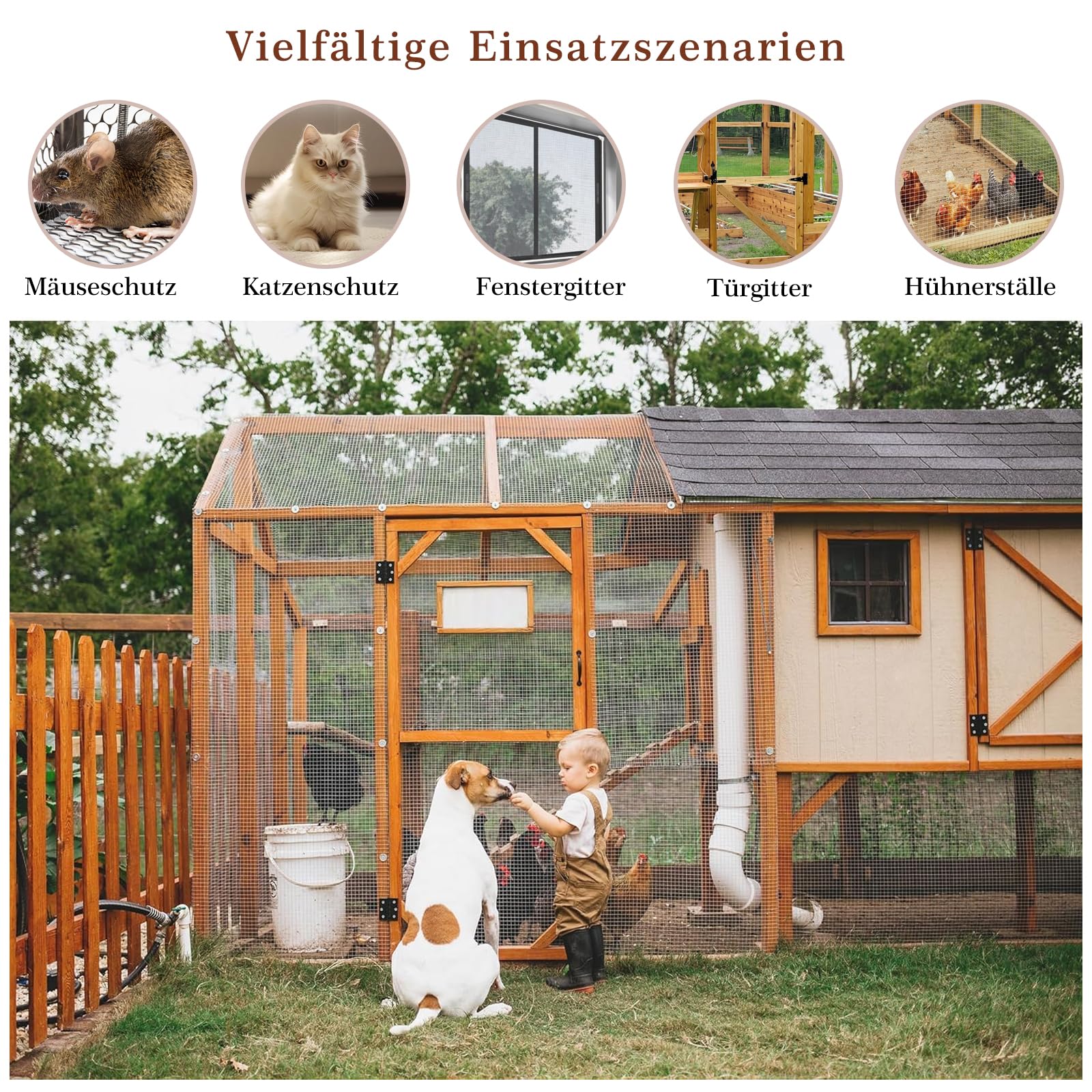 Yotache Drahtgitter Feinmaschig – 120x300 cm – 1,0/0,16 mm (Mw./Dr.)–schw. | 304 Edelstahl Fliegengitter Metall Meterware – Schutz vor Mäusen, Mücken & Fliegen – Rostfrei & Zuschneidbar