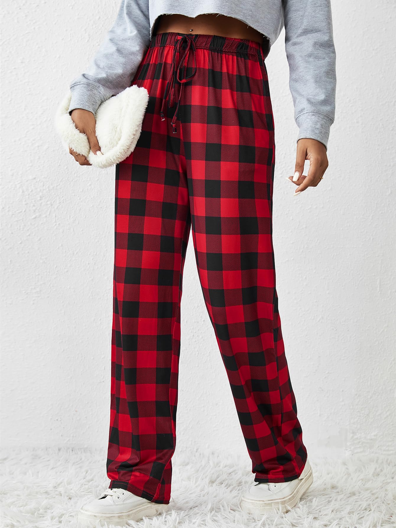 Ekouaer 2 Piezas Pantalones de Pijama Mujer Pantalón Largos con Bolsillos Casuals Casa Dormir Pantalón Suave y Confortable para Yoga S-XXL