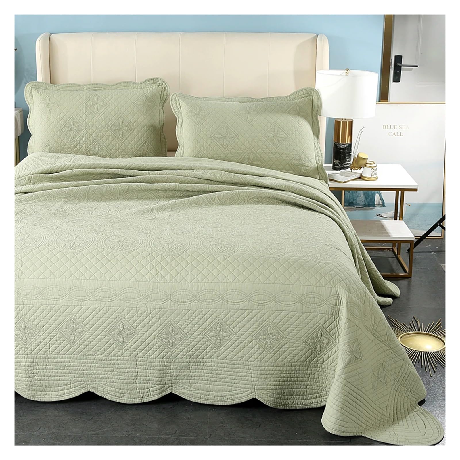 ADovz Copriletto in cotone 3 pezzi sul copriletto di lusso Biancheria da letto coppia trapunta set coprimaterasso coperta doppia copriletti e coperte,Lenzuola