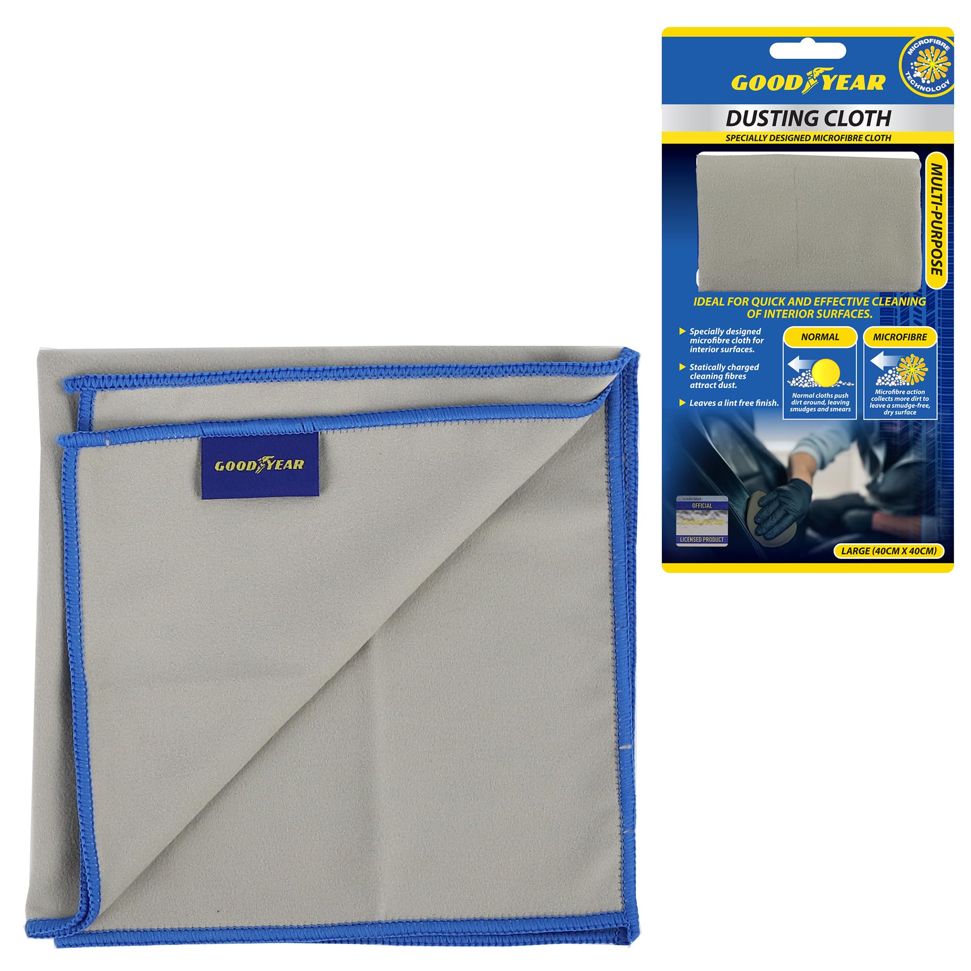 Goodyear 2pc Microfibre Dusting Car Cleaning Cloth Buffing Wash Absorbent