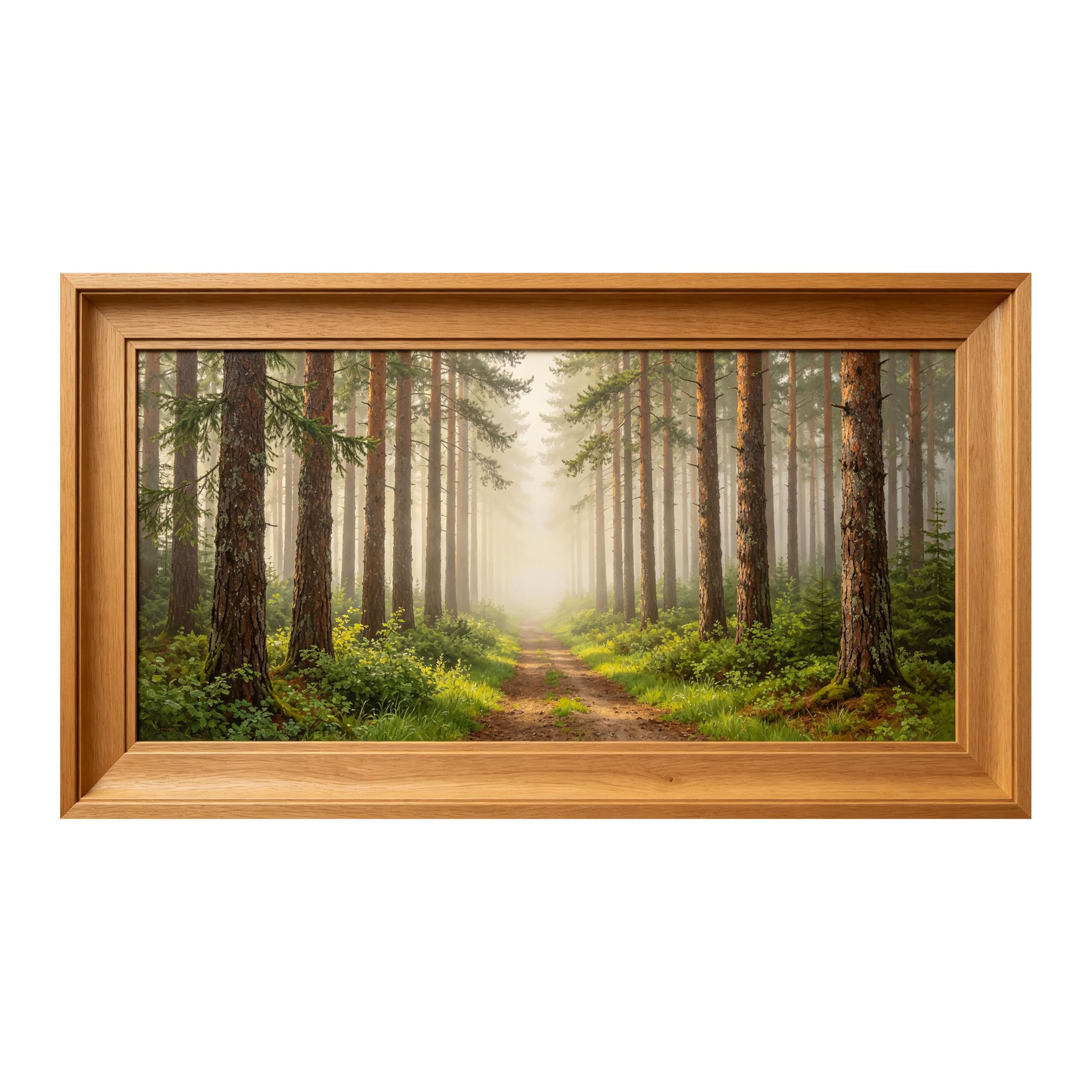 Yzpallescene Art260711084 3D Framed Wall Art Misty Pine Forest Path Landscape Rustic Large Size Selfadhesive Removable Wall Decor Prints Artwork For Living Room Bedroom Office