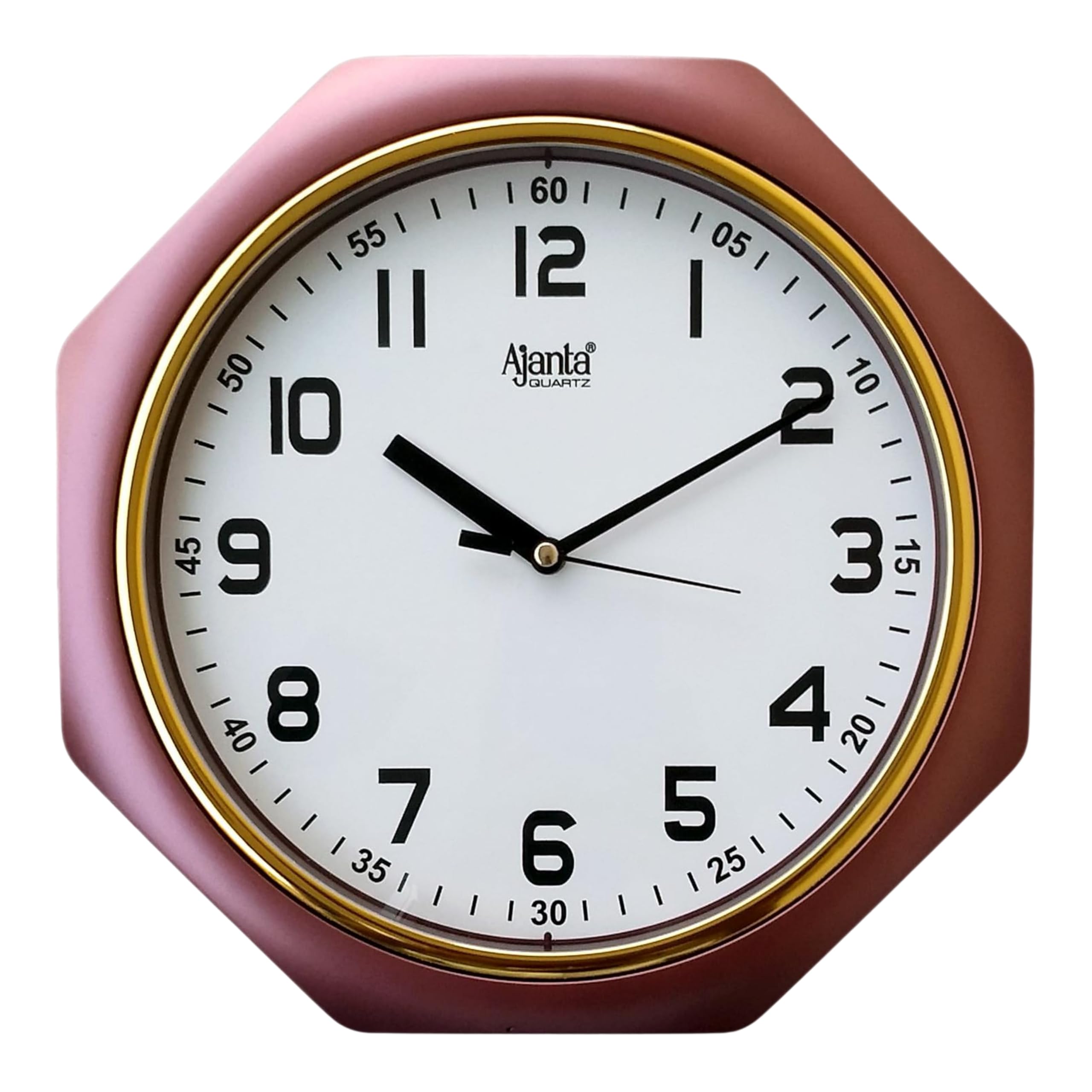 Ajanta Plastic Analog Wall Clock (25 X 25 Cm, Brown)