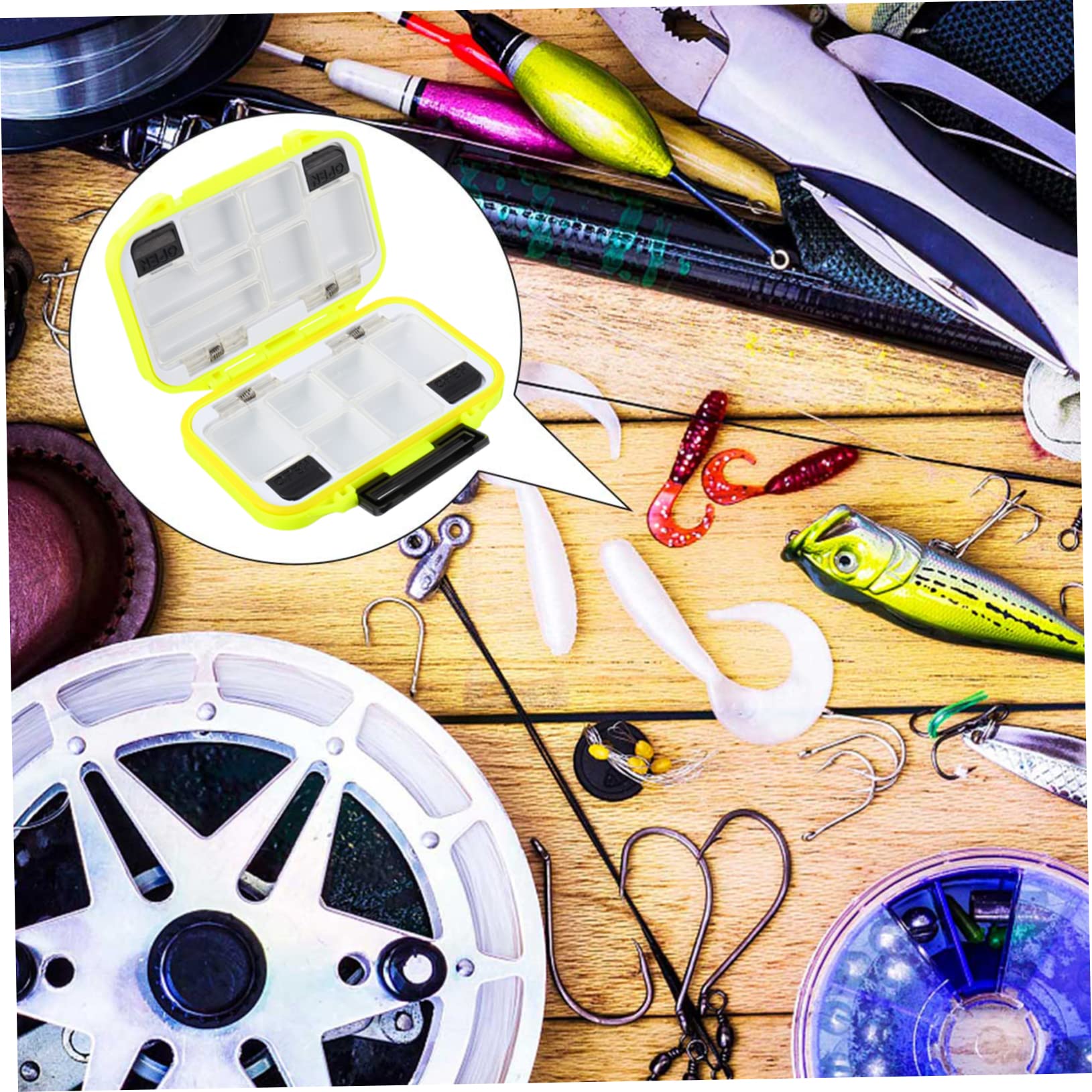 ifundom Small Fishing Lure Storage Organizer with Lid Durable Construction Pre Cut Dividers for Easy Access for Fishing Gear and Accessories