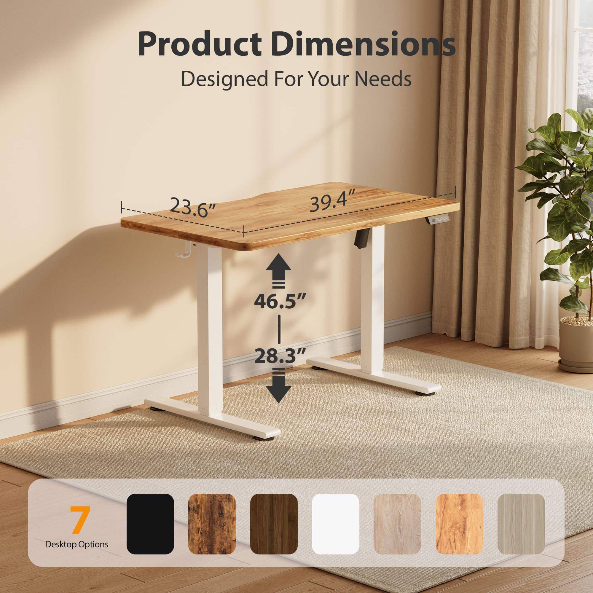 Cubiker Standing Desk, 55x28 Inches Sit Stand Home Office Desk, Electric Stand up Desk, Adjustable Desk with Splice Board, White Frame/Light Rustic Top view 2