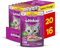 Pack Ração Úmida Whiskas Sachê Frango ao Molho para Gatos Adultos - Leve 20 Pague 16