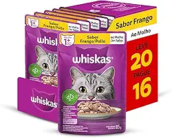 Pack Ração Úmida Whiskas Sachê Frango ao Molho para Gatos Adultos - Leve 20 Pague 16