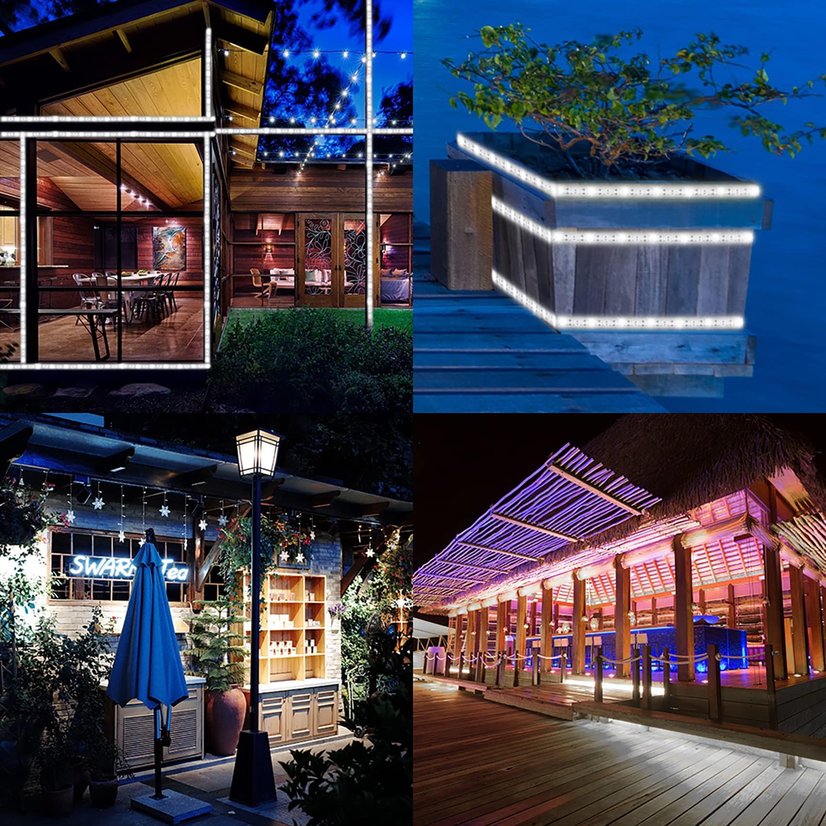 Solar-LED-Lichtleiste, 10 m, wasserdicht, 240 LEDs, flexibler Lichtschlauch mit Fernbedienung, 8 Modi und Timer, für Treppen, Garten, Pavillon, Pool, Weihnachtsdekoration (Weiß)
