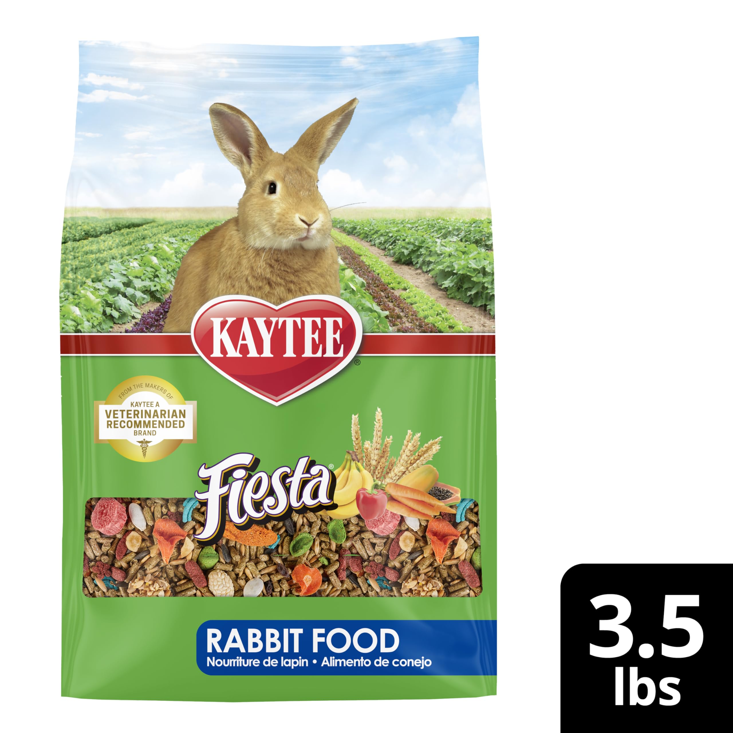 Kaytee Fiesta Rabbit Food, Nutritious and Fun Blend, Supports Dental Health and Digestion, 3.5 pounds