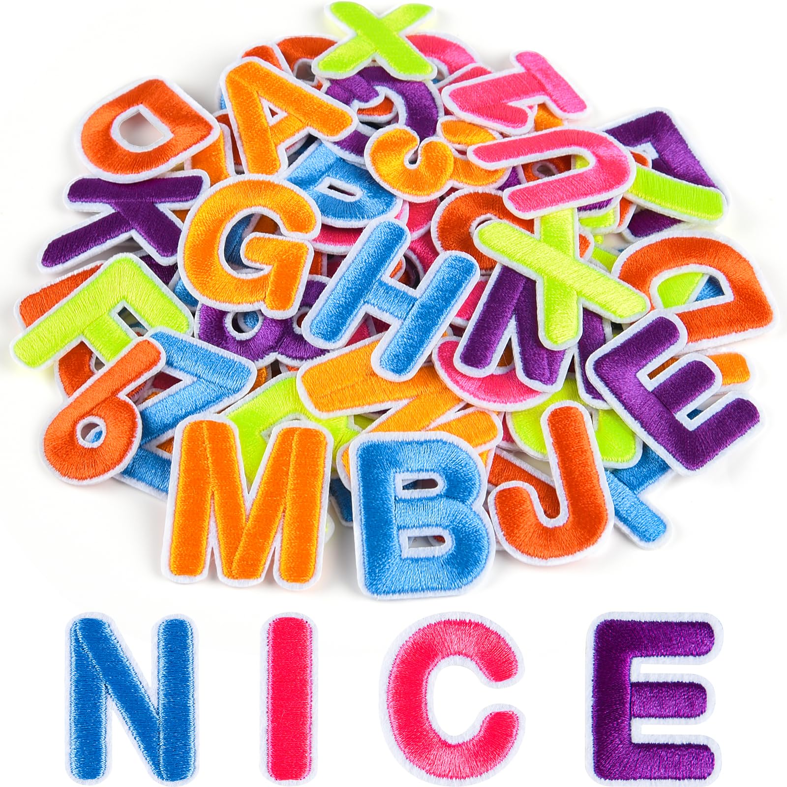 ASTARON 36Pcs Iron on Letters and Numbers Patches 10 Color Options 1.3Inch Alphabet Embroidered Patch A-Z,Numbers0-9 Patches Alphabet Cloth Patch for Clothes,Socks,Jeans,Hat,DIY Accessories(Colorful)