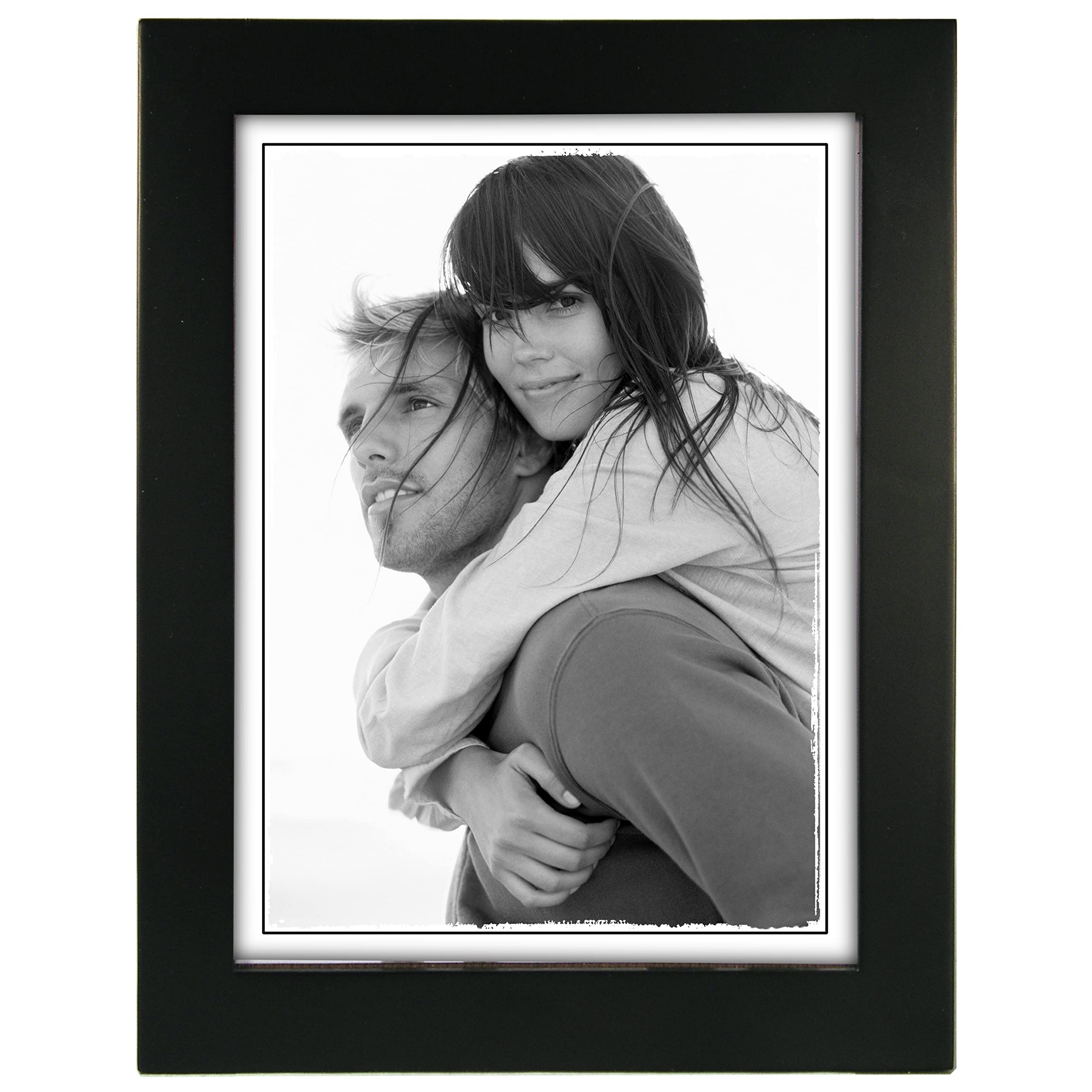 Malden Black 6X8 Picture Frame - Wide Real Wood Molding, Real Glass
