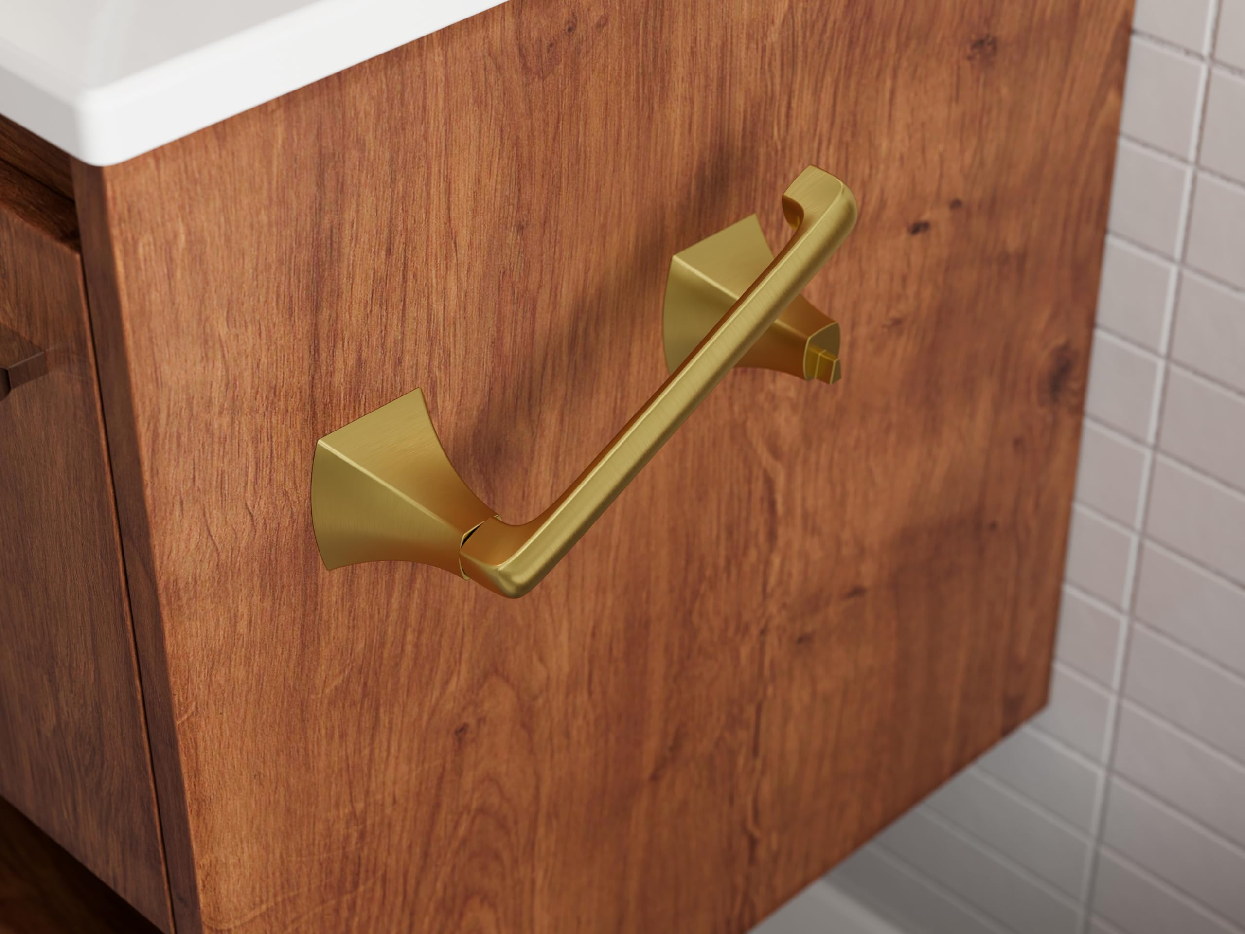 Pfister Bruxie Toilet Paper Holder, Bathroom Tissue Roll Holder, Wall-Mounted, Screw-In, Brushed Gold Finish, BPHBIE0BG - Image 3
