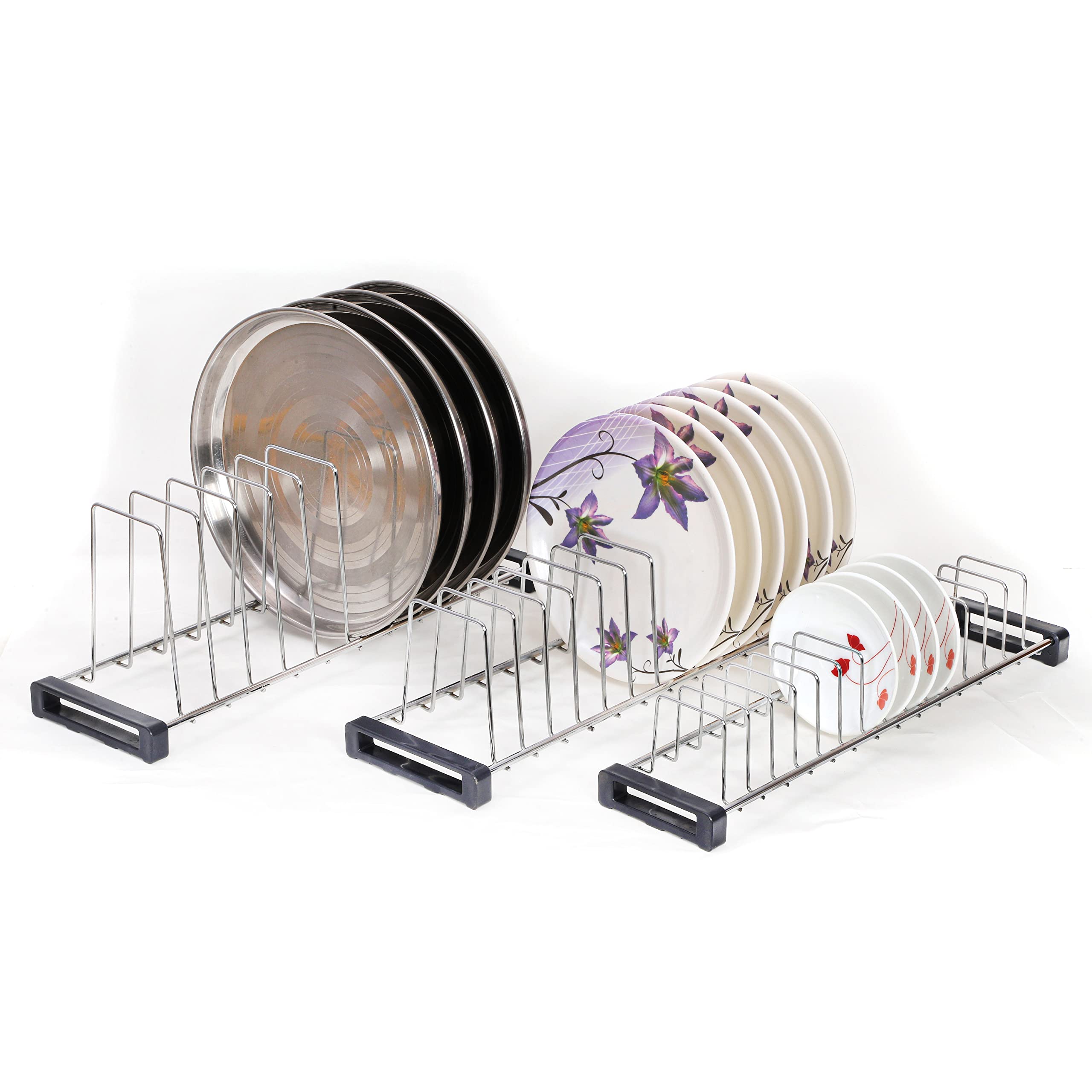 Sponsored Ad - Chrome Finished Tandem Cutlery Rack/Cup Saucers Rack/Plate Rack/thali Rack/Utensil Holder/Modular Kitchen Accessories/Tandem Rack(20.5 inch Length)(for 22 INCH Tandem Basket)