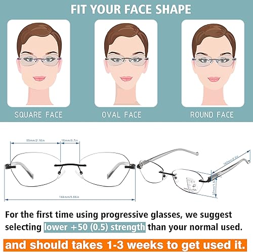 Miniatura 4 de Lentes de lectura multifocal, multifocal, sin línea, bifocales, sin marco, para computadora con luz azul