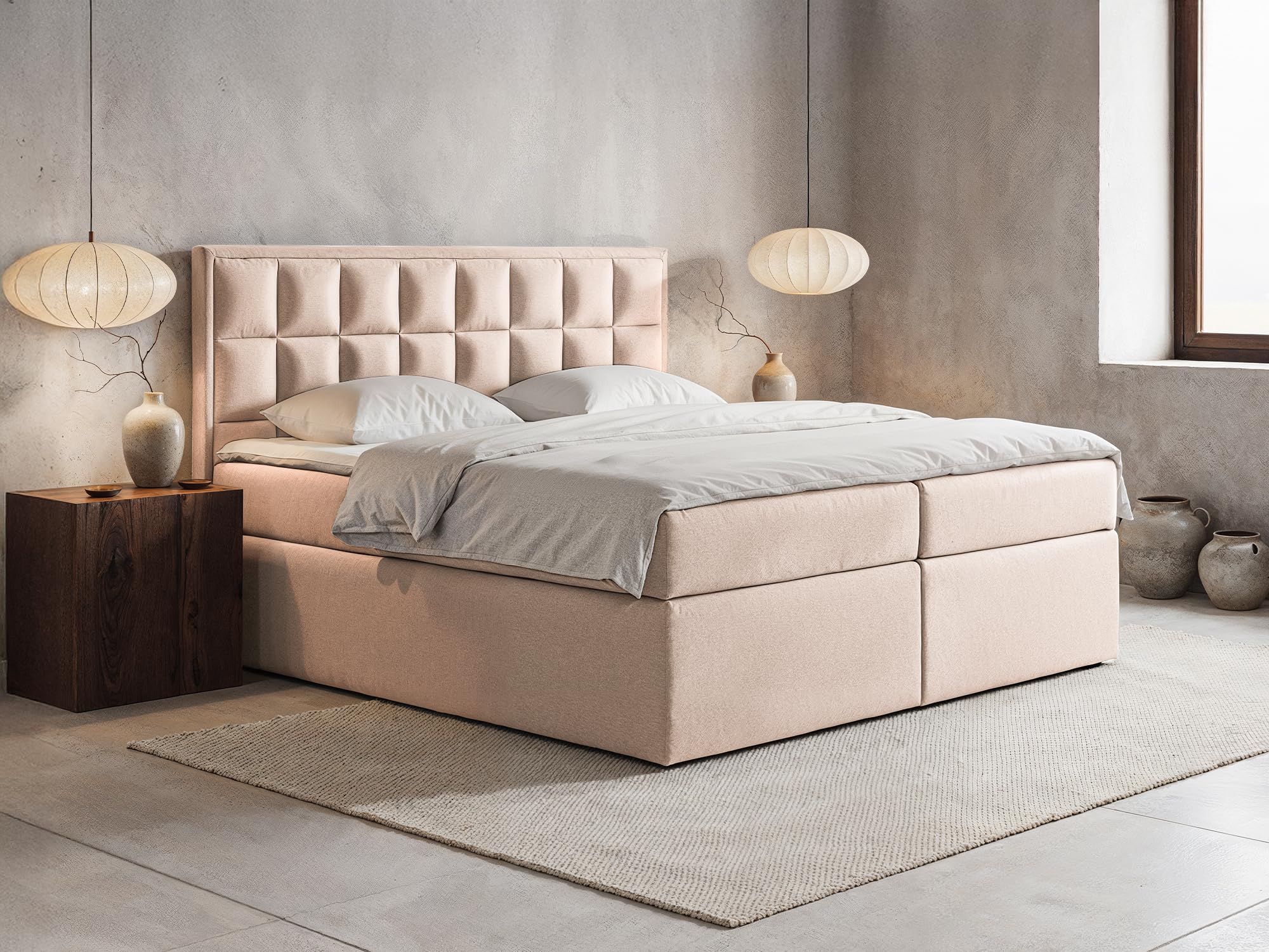 Lit Boxspring 180x200 cm avec Sommier Coffre
