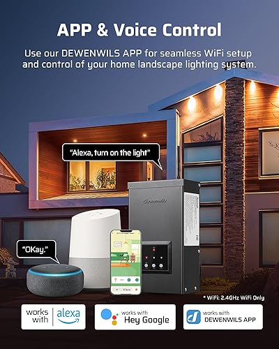 Miniatura 2 de DEWENWILS Transformador de bajo voltaje Wi-Fi de 120 W, 3 salidas independientes, 120 V CA a 12 V14 V CA, transformador de paisaje de bajo voltaje