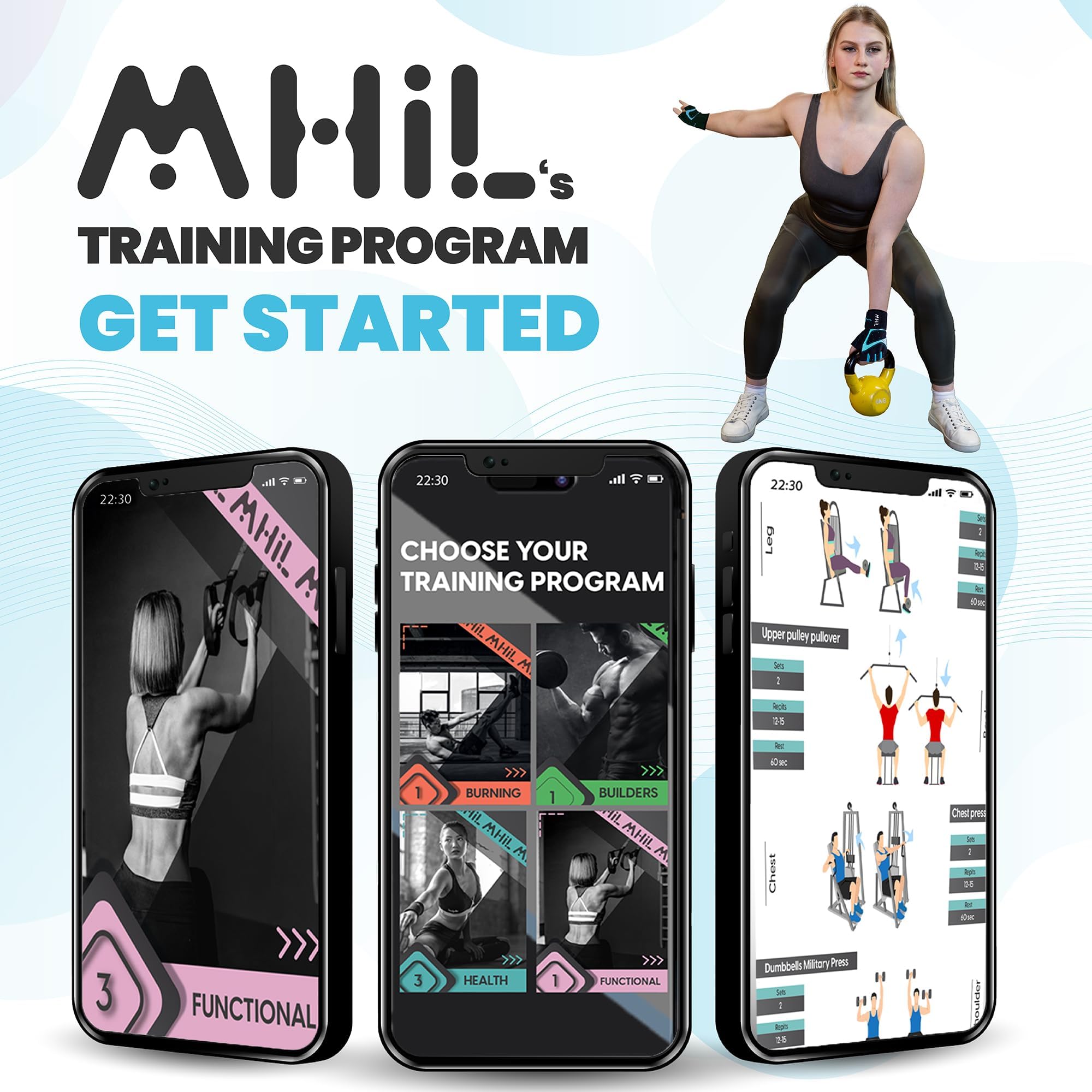 MhIL Workout Gloves for Women & Men - Gym Gloves for Women Weight Lifting Gloves - Exercise Gloves, Training Gloves with Wrist Wraps Support for Weightlifting, Work Out, Pull up- Full Palm Protection