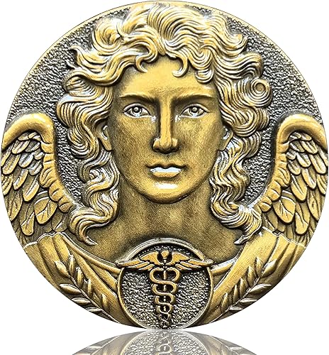 Moneda de desafío Arcángel Rafael  Ficha curativa de aleación de zinc de 1.57 pulgadas con oración inspiradora para fortaleza y paz, para salud y