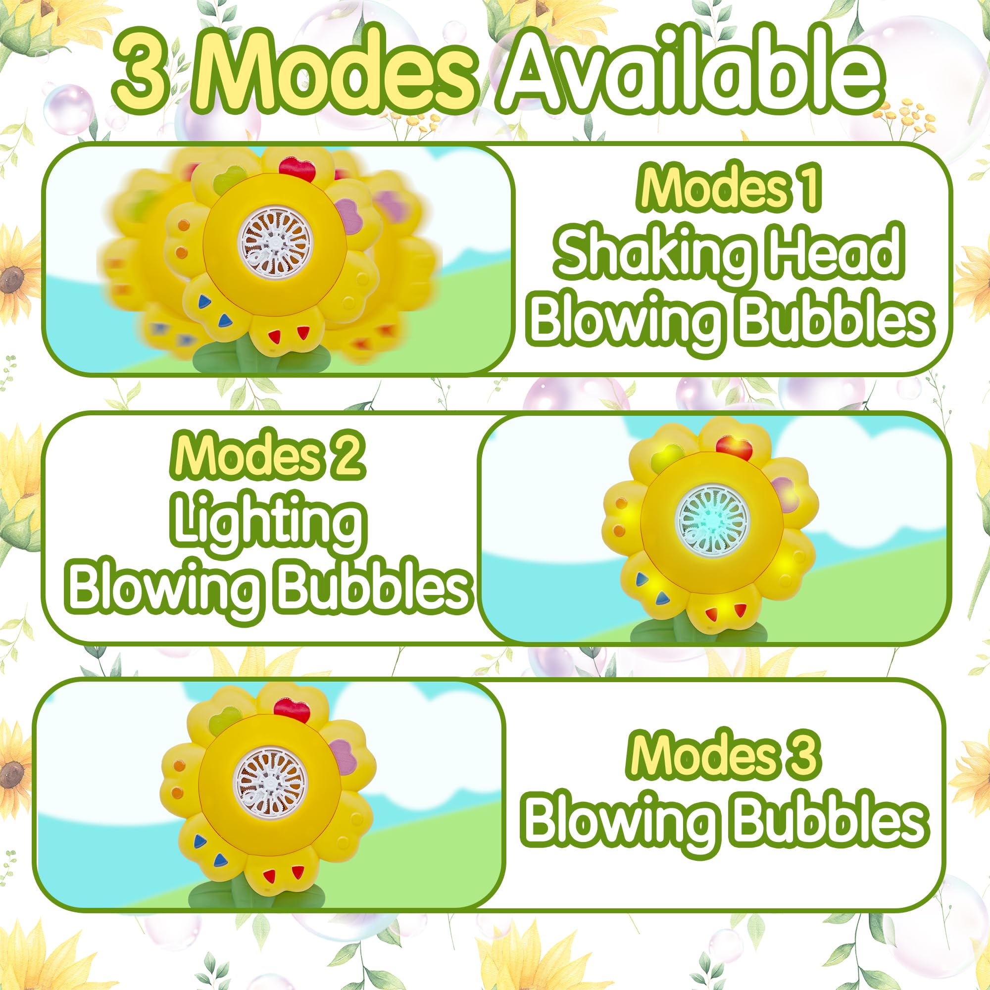 Máquina de Burbujas Florales, Máquina Automática de Burbuja con Luz, Bubble Blower con Concentrado de Burbujas y Batería Recargable, Juguete para 3-8 Años Niño Fiesta Cumpleaños al Aire Libre Regalo