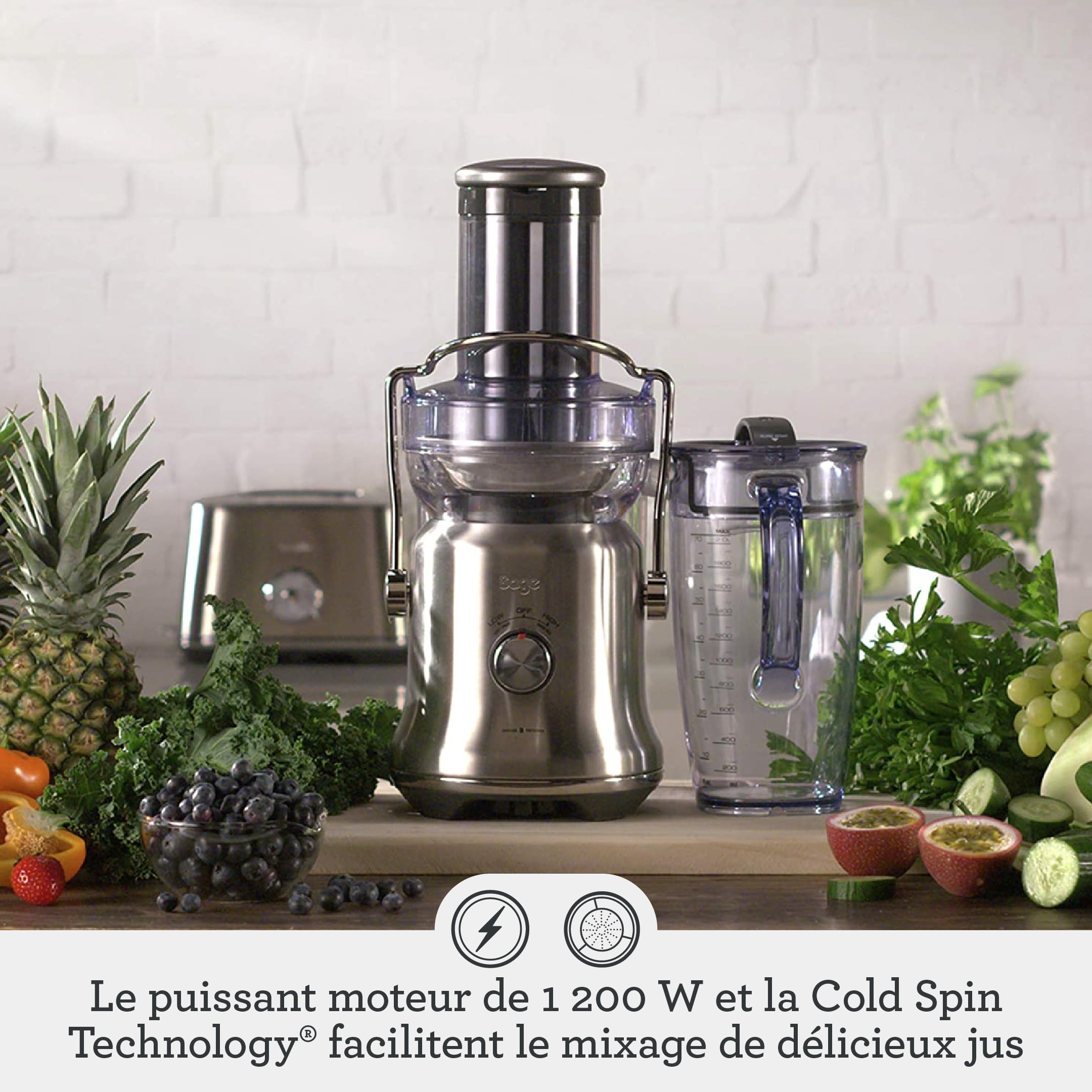 Sage - The Nutri Juicer Cold Plus - Presse-Agrumes - Extracteur de Jus - Smoothies - Acier Inoxydable Brossé
