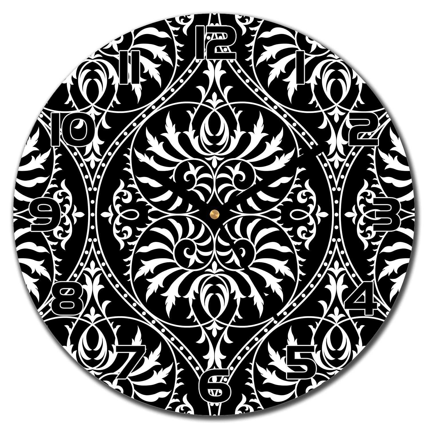 Horloge en verre cuisine salon moderne murale aiguilles noires Coloray 30cm