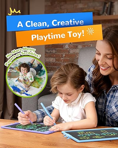 Vista 78 de KOKODI Tableta de escritura LCD, regalos para niños y niñas de 3 años, tableta de dibujo colorida de 10 pulgadas, almohadillas de dibujo Azul