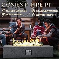 Vista 75 de COSIEST Juego de Mesa de Hoguera de Propano para Exteriores de 2 Piezas con Mesa para Tanque, Mesa de Fuego de 42" Certificada, 50,000 BTU con Base