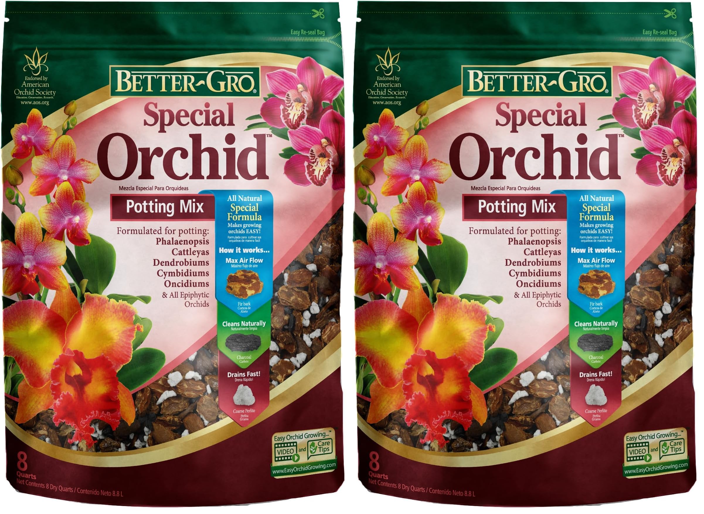 Sun Bulb Company 5002 PKG 8 Dry QT. SP Orchid Mix, 2-Pack, Fucsia