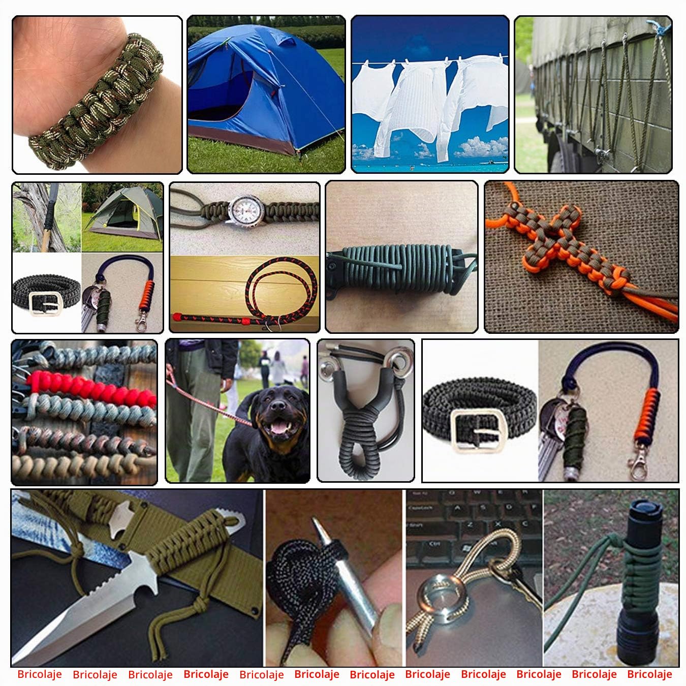 Paracord Cuerda de Nailon 4 Piezas 19ft 6 Metros 4mm 7 Hilos Total 76ft