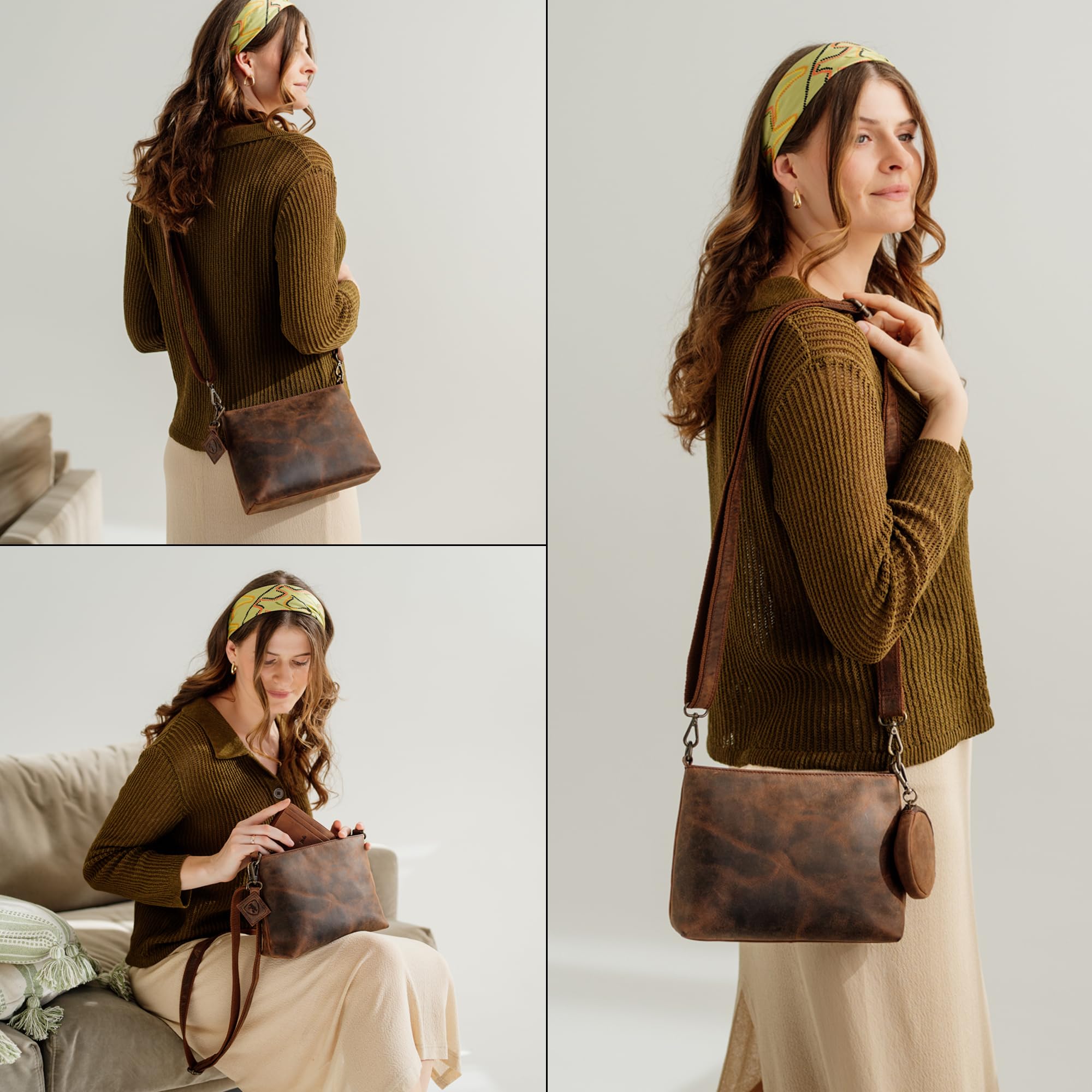 Berliner Bags Borsa Donna Marbella S in Pelle, Borsa a Spalla e Tracolla Media, Crossbody Elegante con Zip