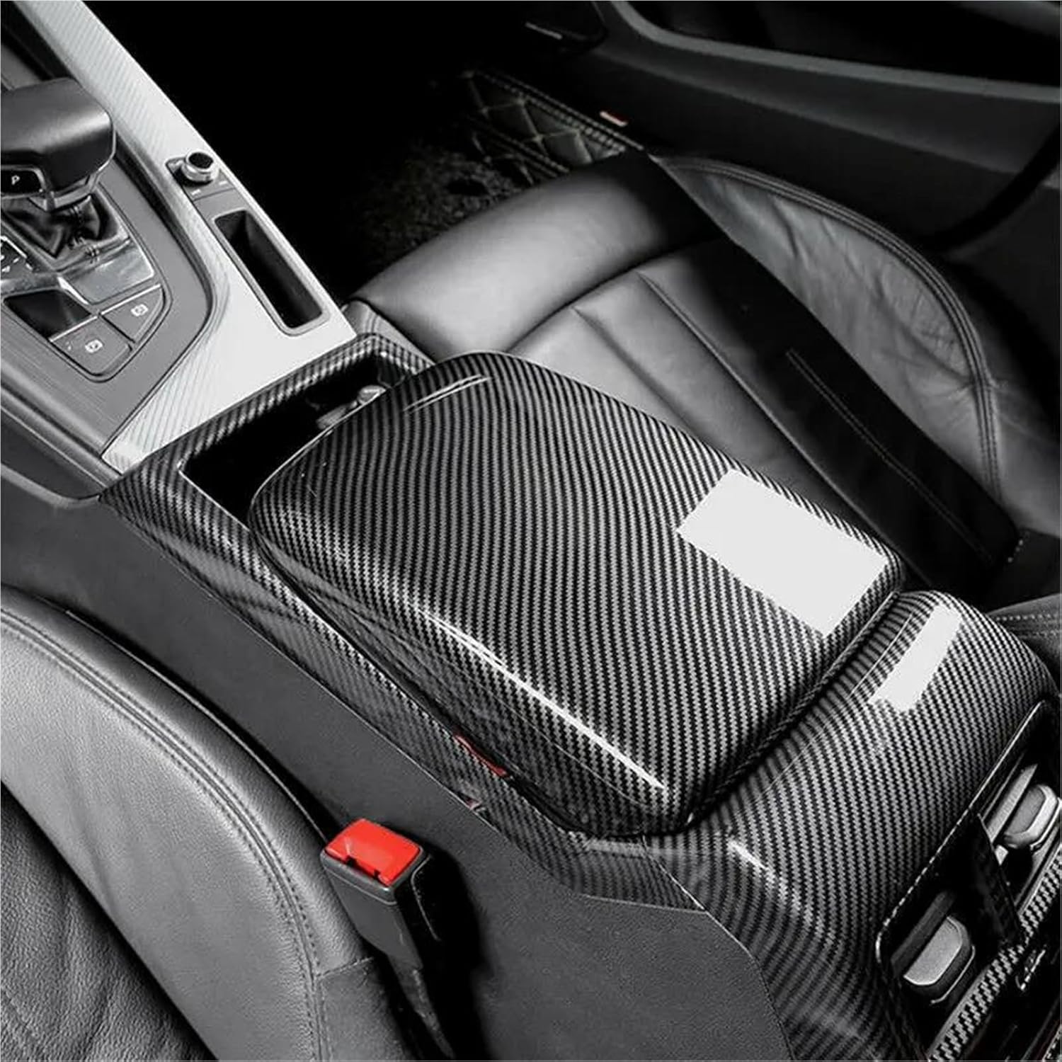 Armrest Box Protective Cover Car Styling Interior Carbon Fiber Center Console Armrest Storage Box Protective Cover Trim for A4 B9 A5 2017-2021