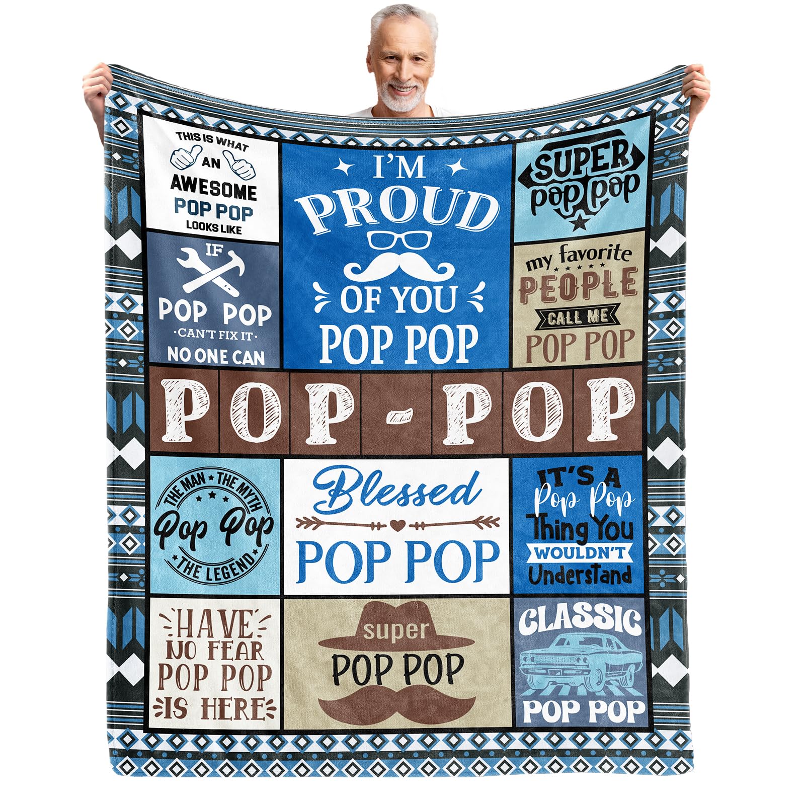 fifbird Flannel Fleece Blanket Pop Pop Gifts From Grandkids for Birthday Christmas Thanksgiving Day - Throw Blankets