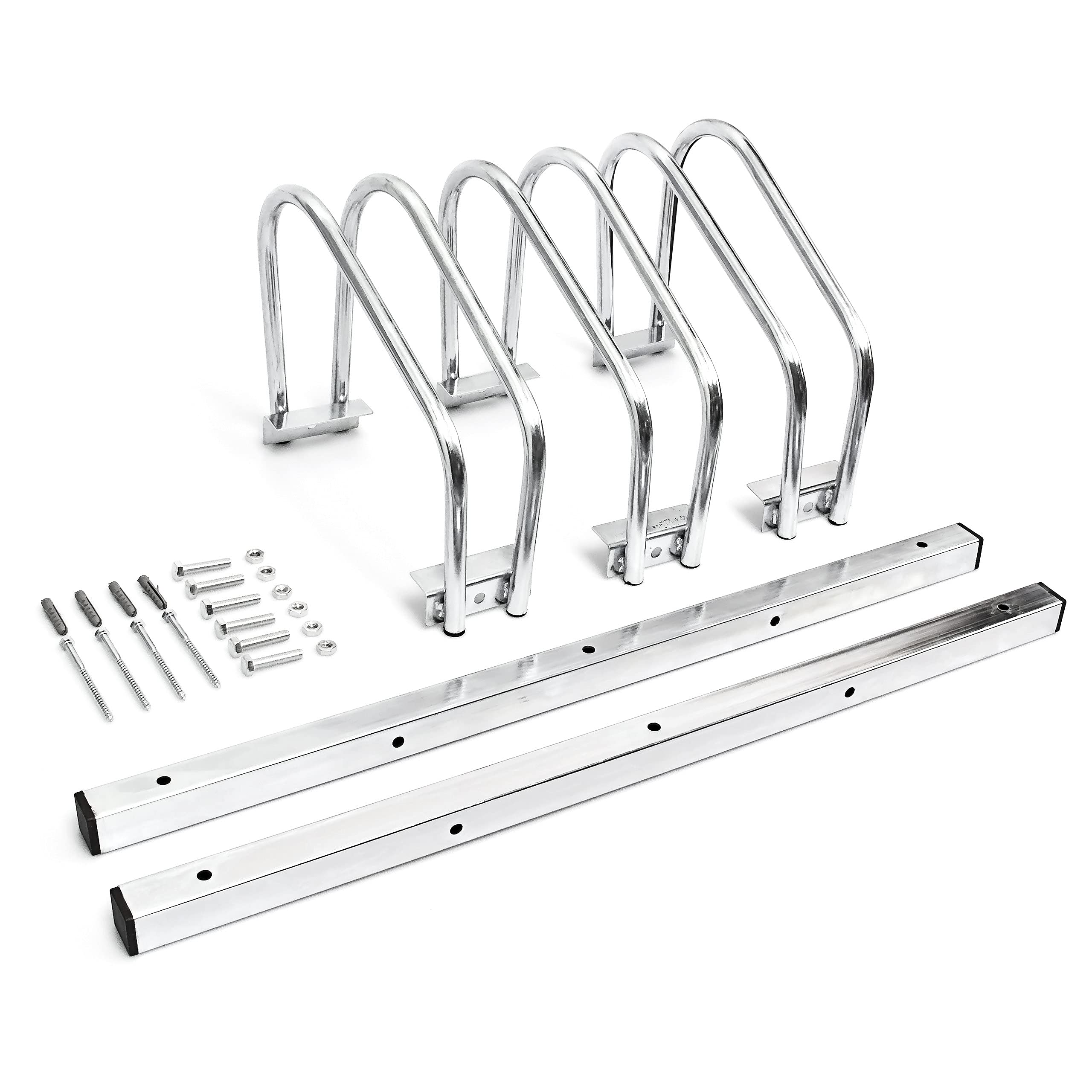 Relaxdays Stand Portabici per 3 Biciclette, Montaggio alla Parete e al Pavimento, Misure HxLxP: 26 x 73 x 32 cm, Argento