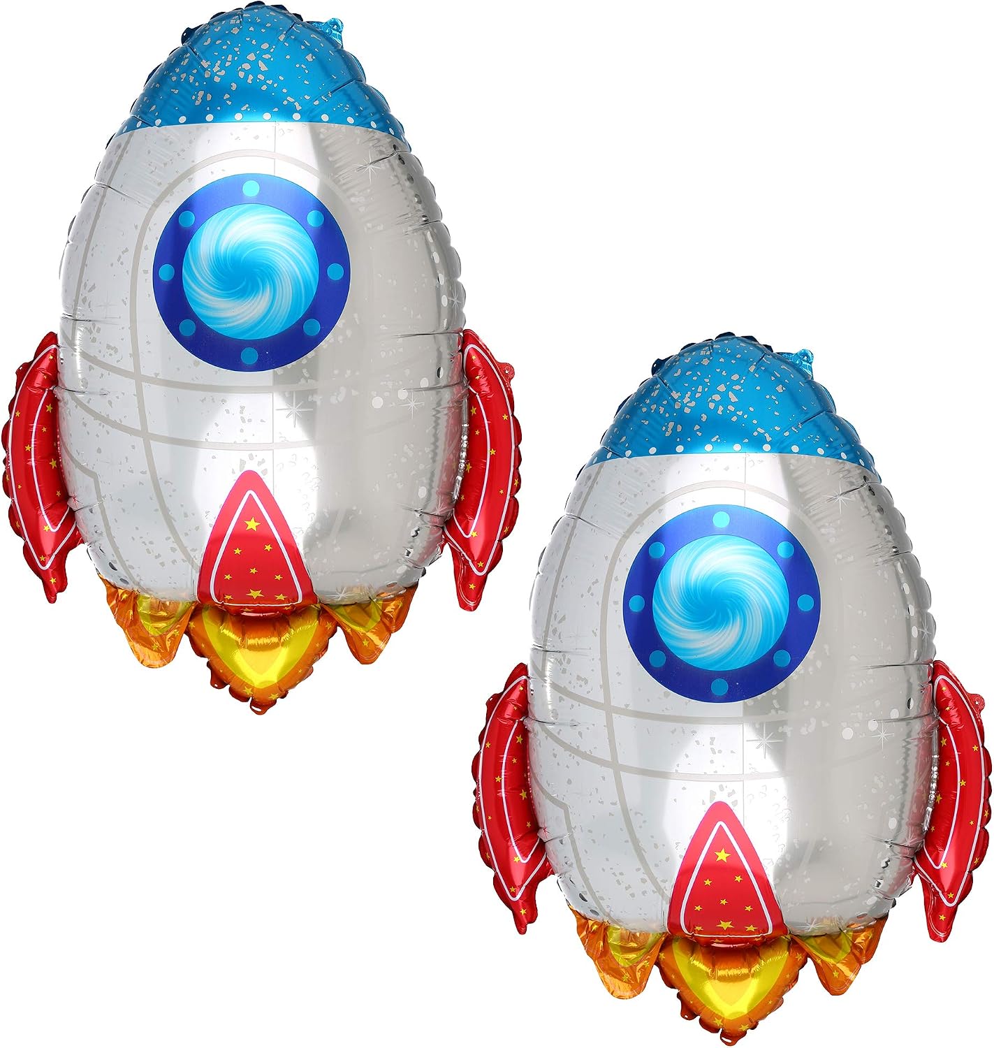 2 Pcs Rocket Shaped Big Mylar Foil Balloon Universe Space Theme Birthday Party Decorations