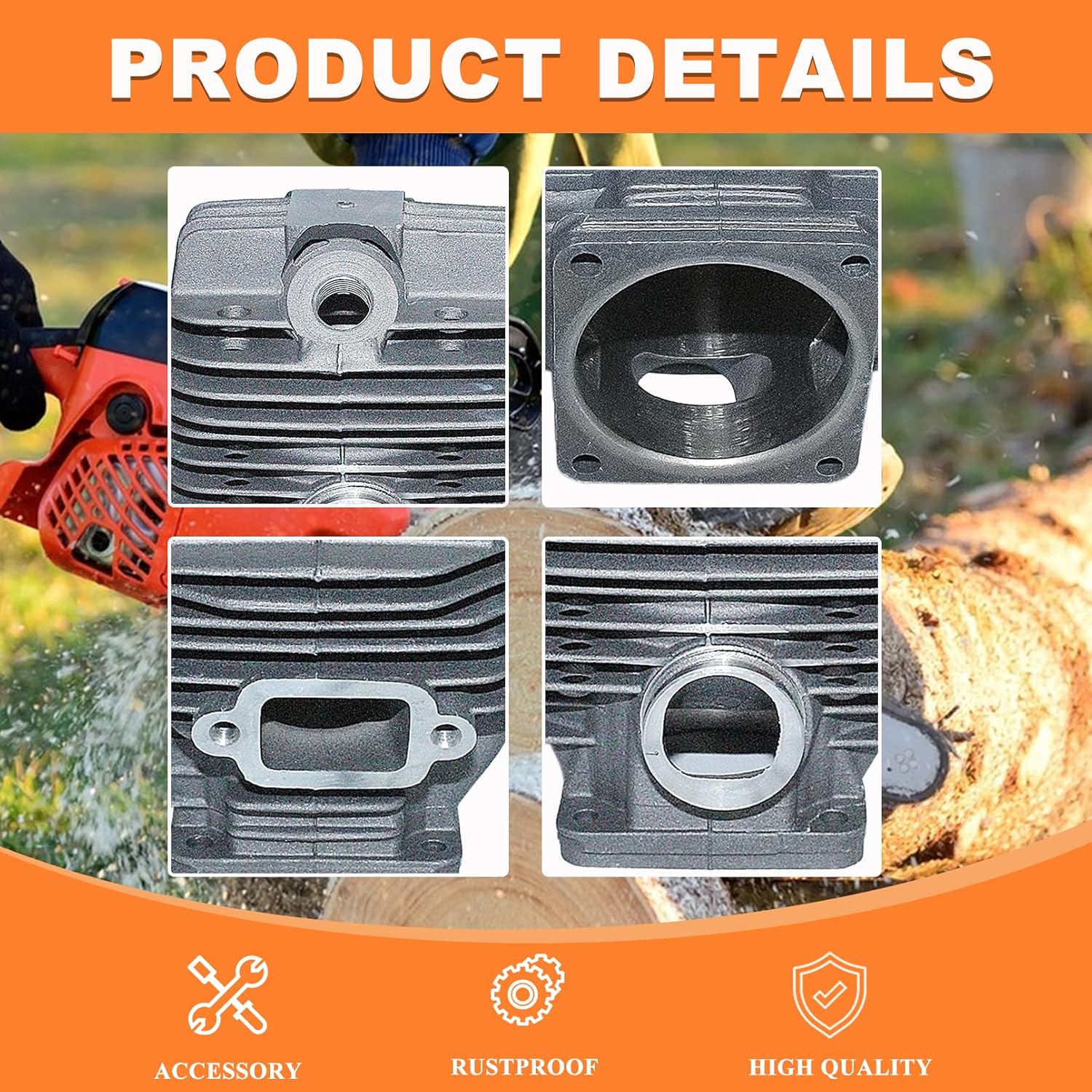 MS440 044 Cylinder Piston Kit for Stihl 044 MS 440 Magnum Chainsaw Parts, 52mm Big Bore Top End Rebuild Pop Up Kit with Gasket Set For Stihl 044 MS440 Chain Saw (12mm Piston Pin) 1128 020 1227