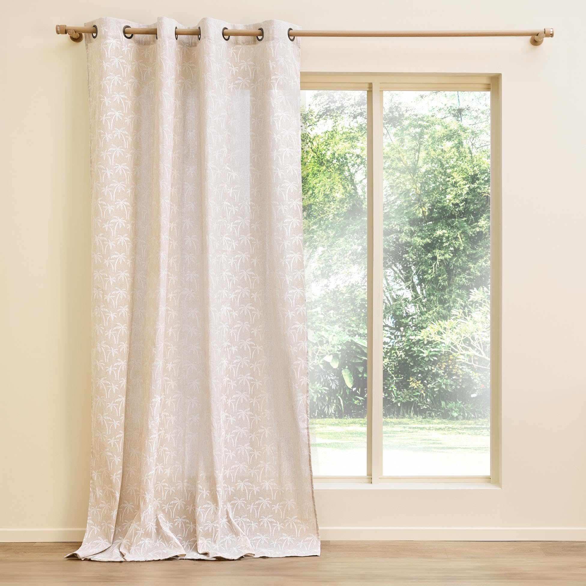 Douceur d'Intérieur, Ösenvorhang, 140 x 280 cm, Saharis, Polycotton, Bedruckt, Natur