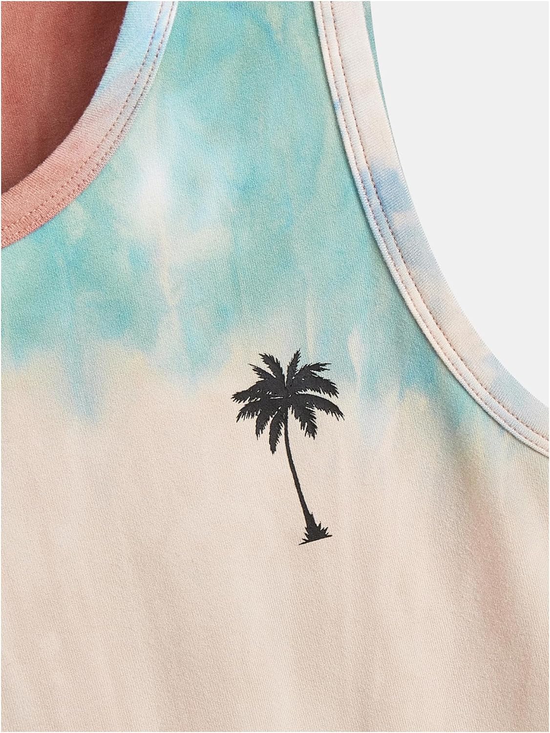 Floerns Boy's Tie Dye Sleeveless Tank Top Crewneck Hawaiian Tree Print Shirts - Image 2