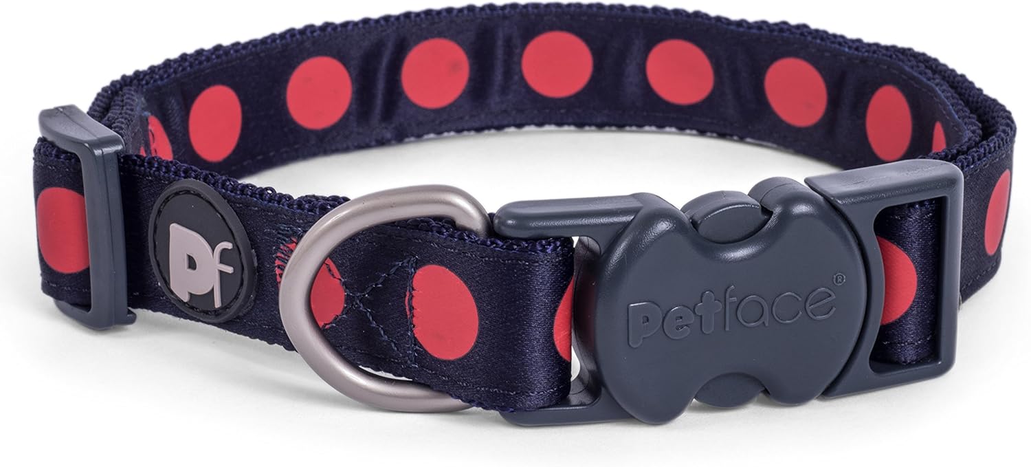 Petface Scarlet Bold Spot Dog Collar, Medium