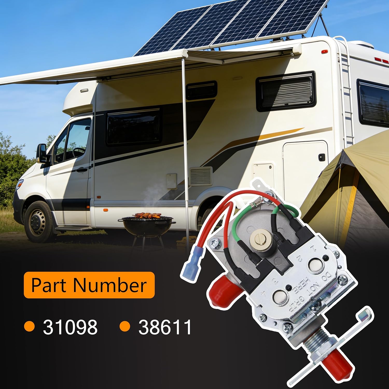 31098 38611 Valve 12VDC Top SML RV Furnace Gas Valve Kit Fit for Wedgewood Atwood Furnaces AFSAD AFSD AFMD DFMD DFLD DFSD, etc.3/8" NPT Outlet Ports Gas Heater RV Furnace Heater Valve