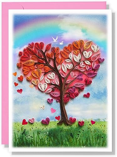 QUILLCRAFT Tarjeta del mes del orgullo, tarjeta de felicitación de corazón de color de amor, tarjeta de felicitación con relleno para boda,