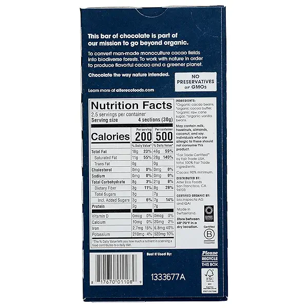 Alter Eco | Super Blackout Bar | 90% Pure Dark Cocoa, Fair Trade, Organic, Non-GMO, Gluten Free Dark Chocolate Bar, Single Bar (2.65 oz) 2