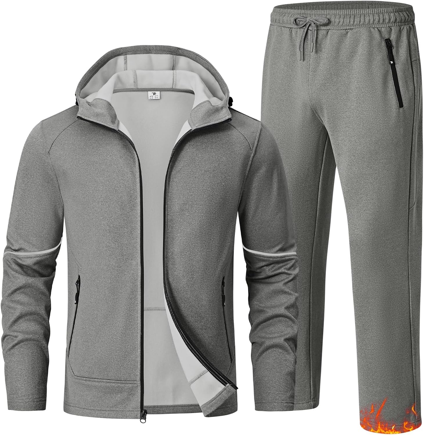 TBMPOY Men's Fleece Lined Tracksuits Hooded Sweatsuits 2 Piece Set Winter Casual Warm Up Track Suits Full Zip Outfits