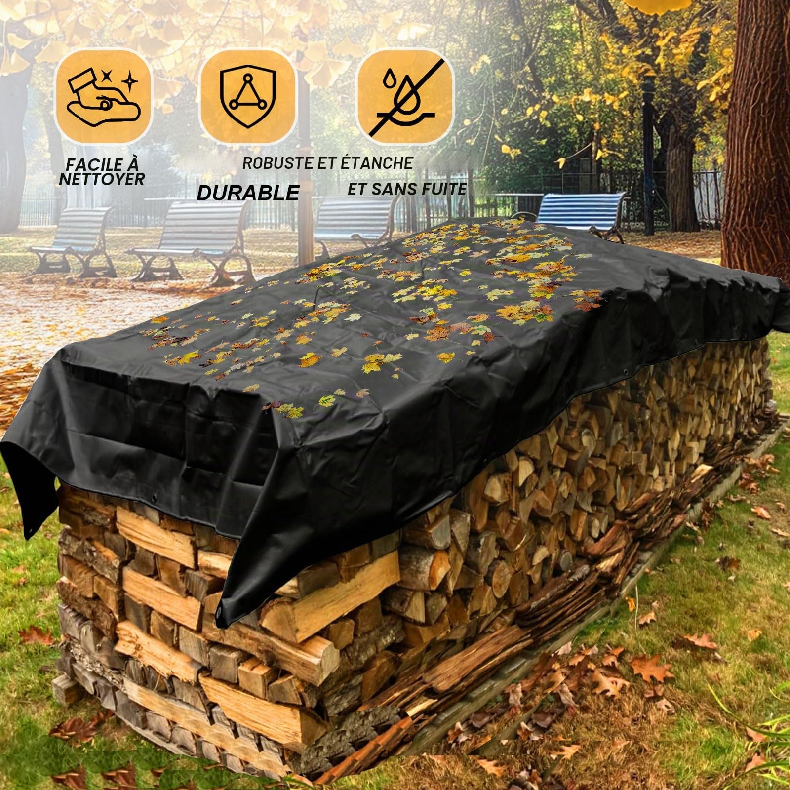 Bâche de protection imperméable 150 g/m² résistante et polyvalente, imperméable, anti-déchirures, imperméable pour meubles de jardin, trampoline de voiture, anti-déchirure, recouverte des
